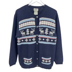 Northern Reflections Fair Isle Button Front Cardigan Sweater Size Medium